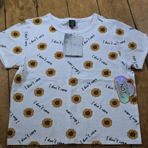 Kids White Sunflower Print T-Shirt ❤️